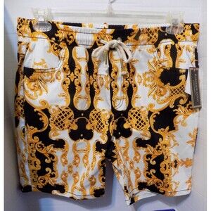 NEW BAROQUE GOLD ITALIAN DESIGNER STYLE  MEN'S SHORTS Size XL